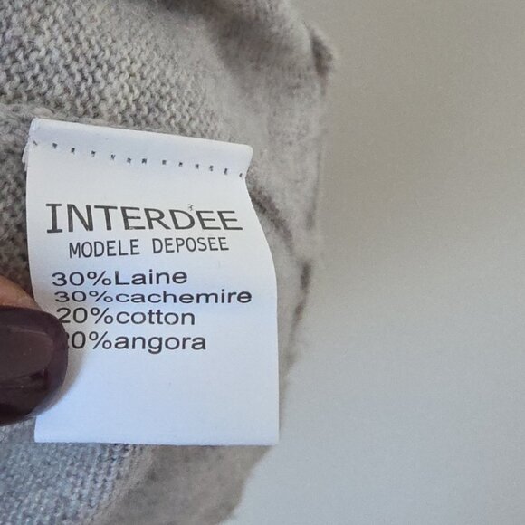 INTERDEE Paris | Wool Cashmere Angora LOVE sweater Appliqued Embellished Sz L - Picture 6 of 7